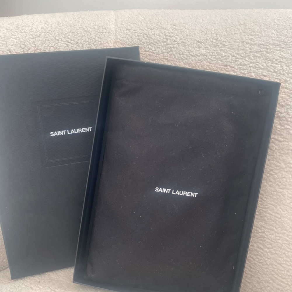 SAINT LAURENT Monogramme quilted textured-leather pouch - Dark Beige - Picture 3 of 7